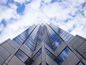 Preview wallpaper facade, building, architecture, bottom view, sky
