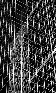 Preview wallpaper facade, building, architecture, mirrored, reflection, black and white