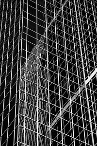 Preview wallpaper facade, building, architecture, mirrored, reflection, black and white