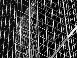 Preview wallpaper facade, building, architecture, mirrored, reflection, black and white