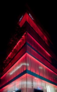 Preview wallpaper facade, building, backlight, red