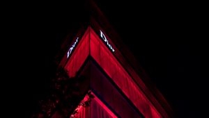 Preview wallpaper facade, building, backlight, red