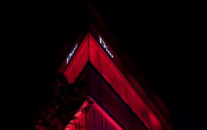 Preview wallpaper facade, building, backlight, red