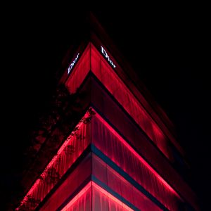 Preview wallpaper facade, building, backlight, red