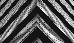 Preview wallpaper facade, building, brick wall, bw