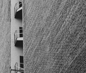 Preview wallpaper facade, building, bw, brick wall