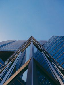 Preview wallpaper facade, building, glass, bottom view, sky