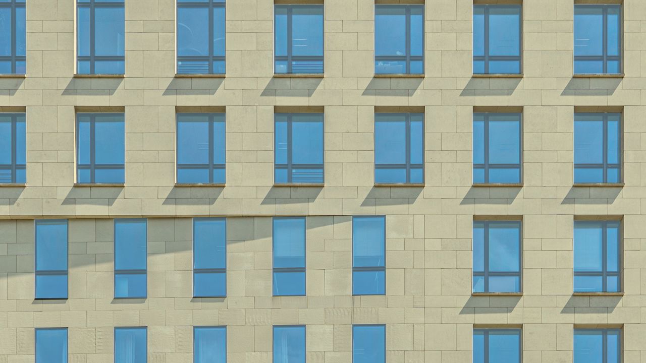 Wallpaper facade, building, minimalism, windows