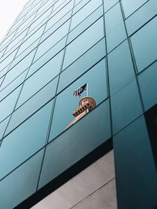 Preview wallpaper facade, building, reflection, flag