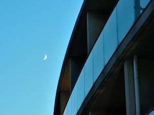 Preview wallpaper facade, building, sky, moon, blue