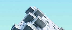 Preview wallpaper facade, building, sky, minimalism, blue