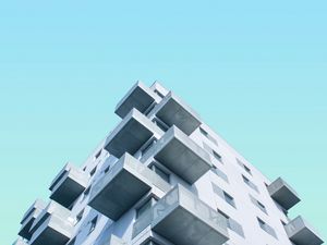 Preview wallpaper facade, building, sky, minimalism, blue