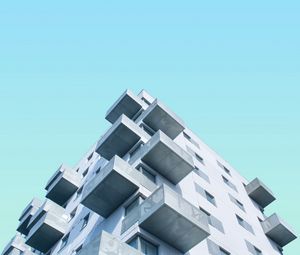 Preview wallpaper facade, building, sky, minimalism, blue