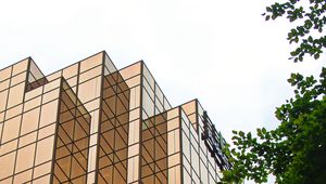 Preview wallpaper facade, building, trees, twigs