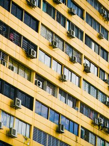 Preview wallpaper facade, building, windows, air conditioners