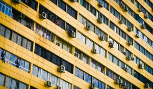 Preview wallpaper facade, building, windows, air conditioners