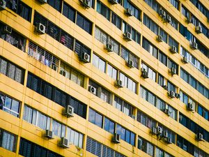 Preview wallpaper facade, building, windows, air conditioners