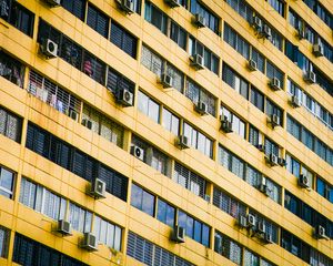 Preview wallpaper facade, building, windows, air conditioners