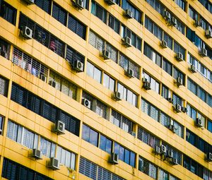 Preview wallpaper facade, building, windows, air conditioners