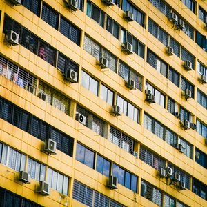 Preview wallpaper facade, building, windows, air conditioners