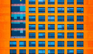 Preview wallpaper facade, building, windows, architecture, orange