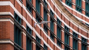 Preview wallpaper facade, building, windows, lanterns, brick