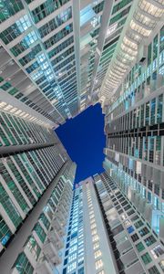 Preview wallpaper facade, buildings, bottom view, sky