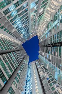 Preview wallpaper facade, buildings, bottom view, sky