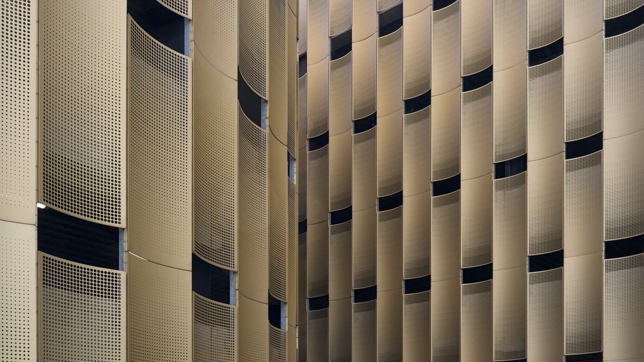 Wallpaper facade, buildings, perforation, architecture
