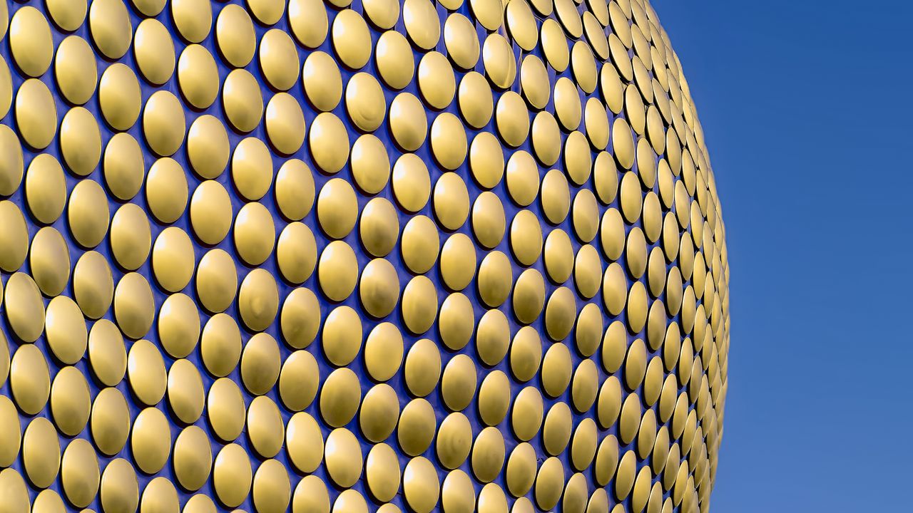 Wallpaper facade, circles, golden, building, architecture