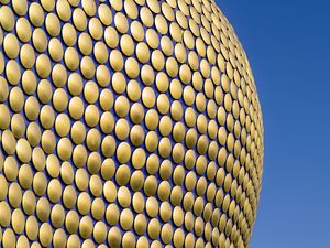 Preview wallpaper facade, circles, golden, building, architecture