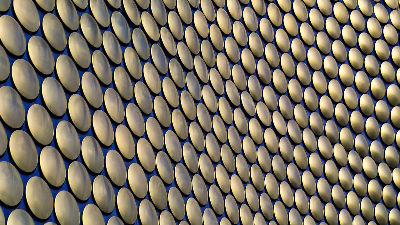 Wallpaper facade, circles, metallic, surface