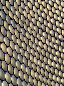 Preview wallpaper facade, circles, metallic, surface