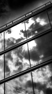 Preview wallpaper facade, glass, sky, reflection, bw