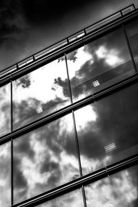 Preview wallpaper facade, glass, sky, reflection, bw