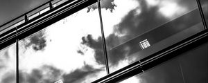 Preview wallpaper facade, glass, sky, reflection, bw