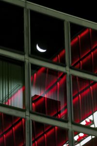 Preview wallpaper facade, glass, windows, building, moon, dark