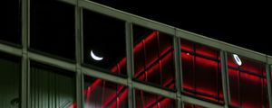 Preview wallpaper facade, glass, windows, building, moon, dark