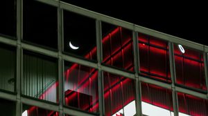 Preview wallpaper facade, glass, windows, building, moon, dark