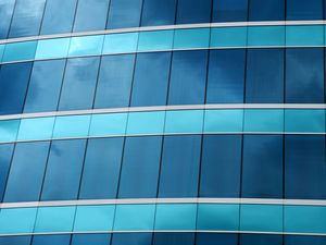 Preview wallpaper facade, lines, stripes, building, blue