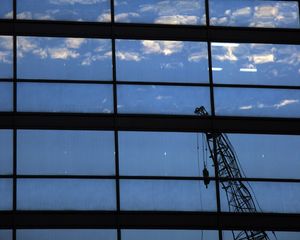 Preview wallpaper facade, mirror, windows, reflection, sky, clouds