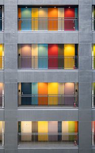 Preview wallpaper facade, multi-colored, doors