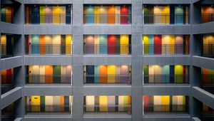 Preview wallpaper facade, multi-colored, doors