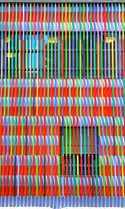 Preview wallpaper facade, window, colorful, boards, stripes