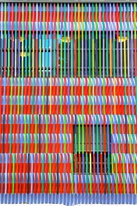 Preview wallpaper facade, window, colorful, boards, stripes