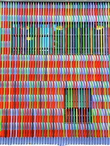 Preview wallpaper facade, window, colorful, boards, stripes