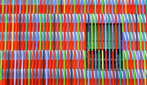 Preview wallpaper facade, window, colorful, boards, stripes