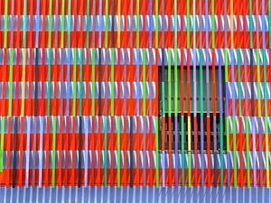 Preview wallpaper facade, window, colorful, boards, stripes