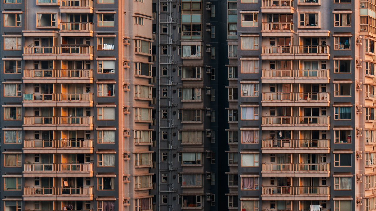 Wallpaper facade, windows, balconies, buildings