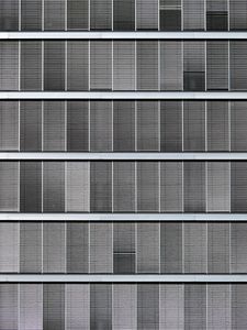 Preview wallpaper facade, windows, blinds, building, black and white